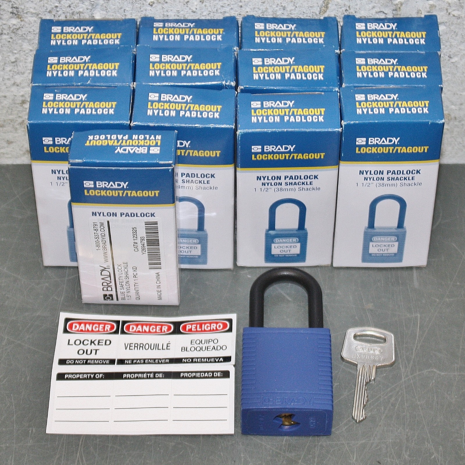 (14) Brady Lockout Padlock 123325, Keyed Different, Standard, 1/4" Nylon Shackle