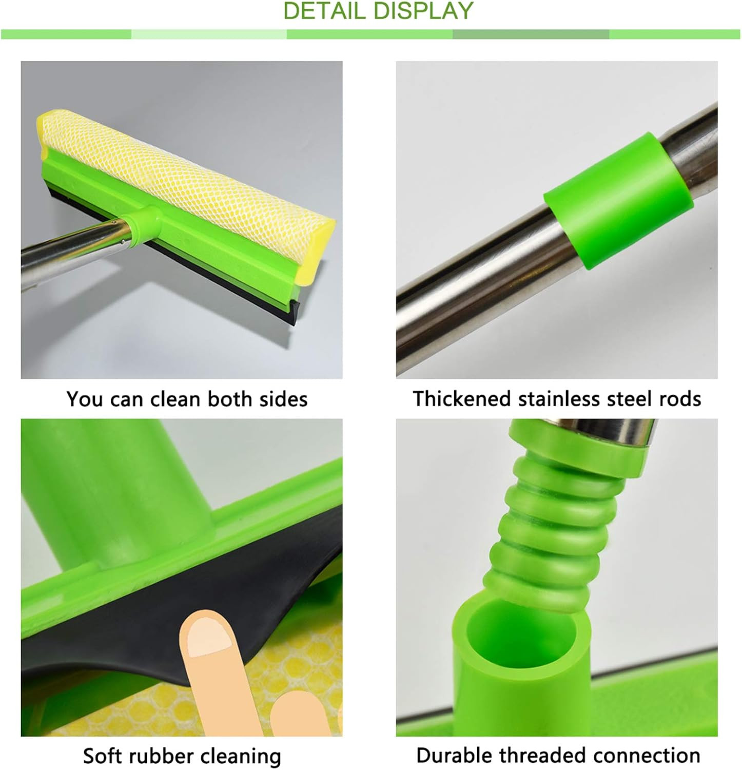 Window Squeegee, Squeegee for Window Cleaning, 2 in 1 Squeegee Window Cleaner wi