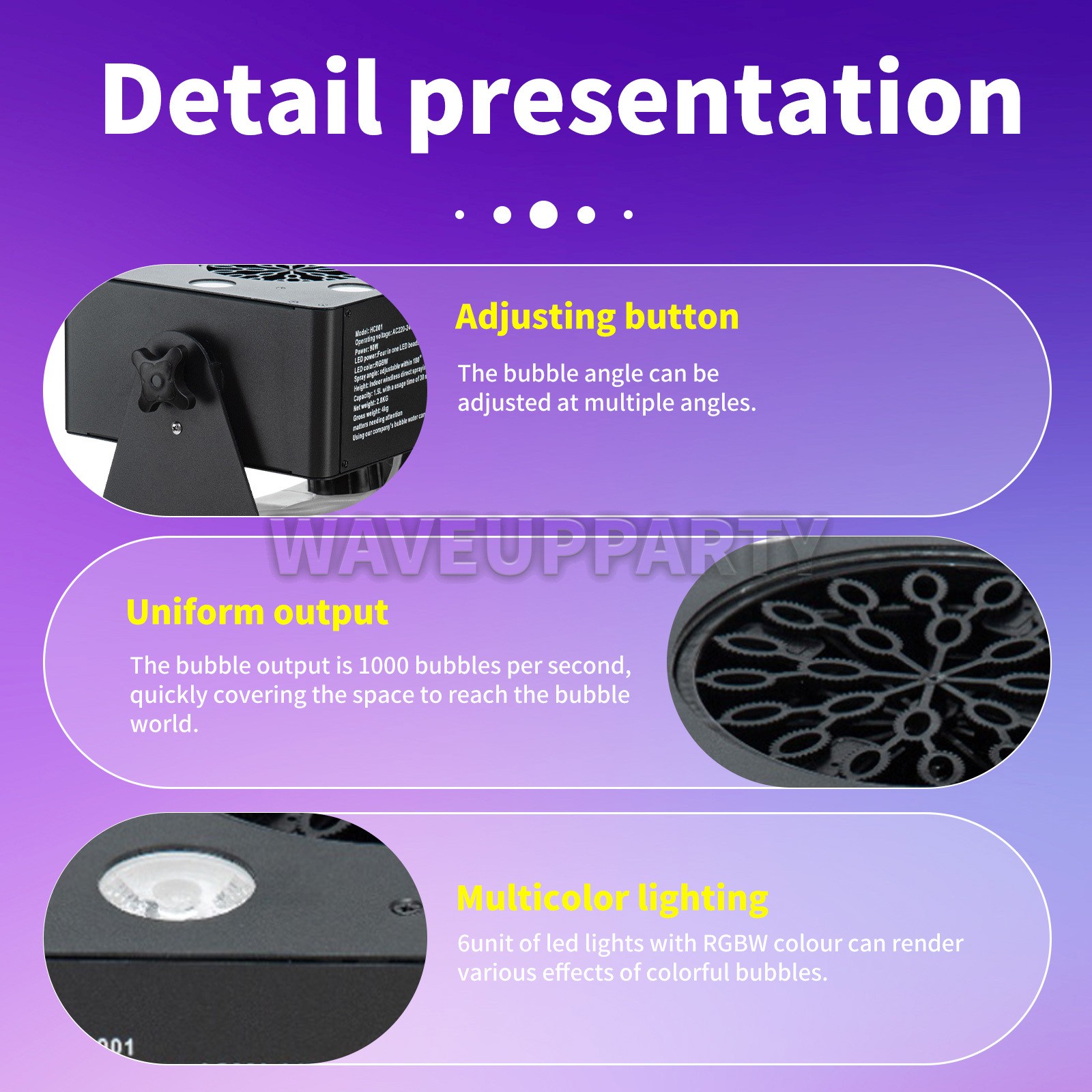 PAIDUN LED Automatic Bubble Machine Moving Head Blower Effect Wedding Show Event