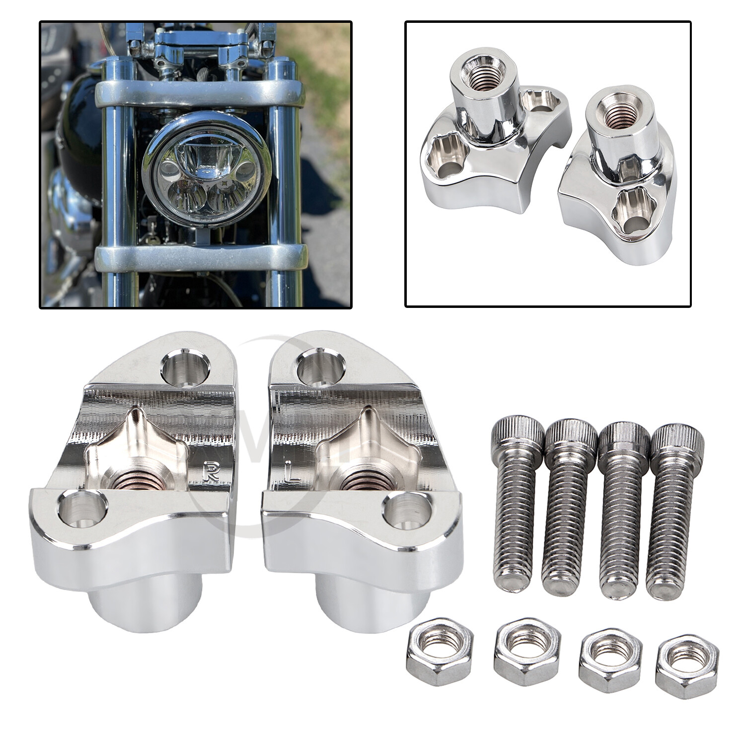 2" Tall Handlebar Risers Bottom For Harley Dyna Fat Boy Softail Road King Glide