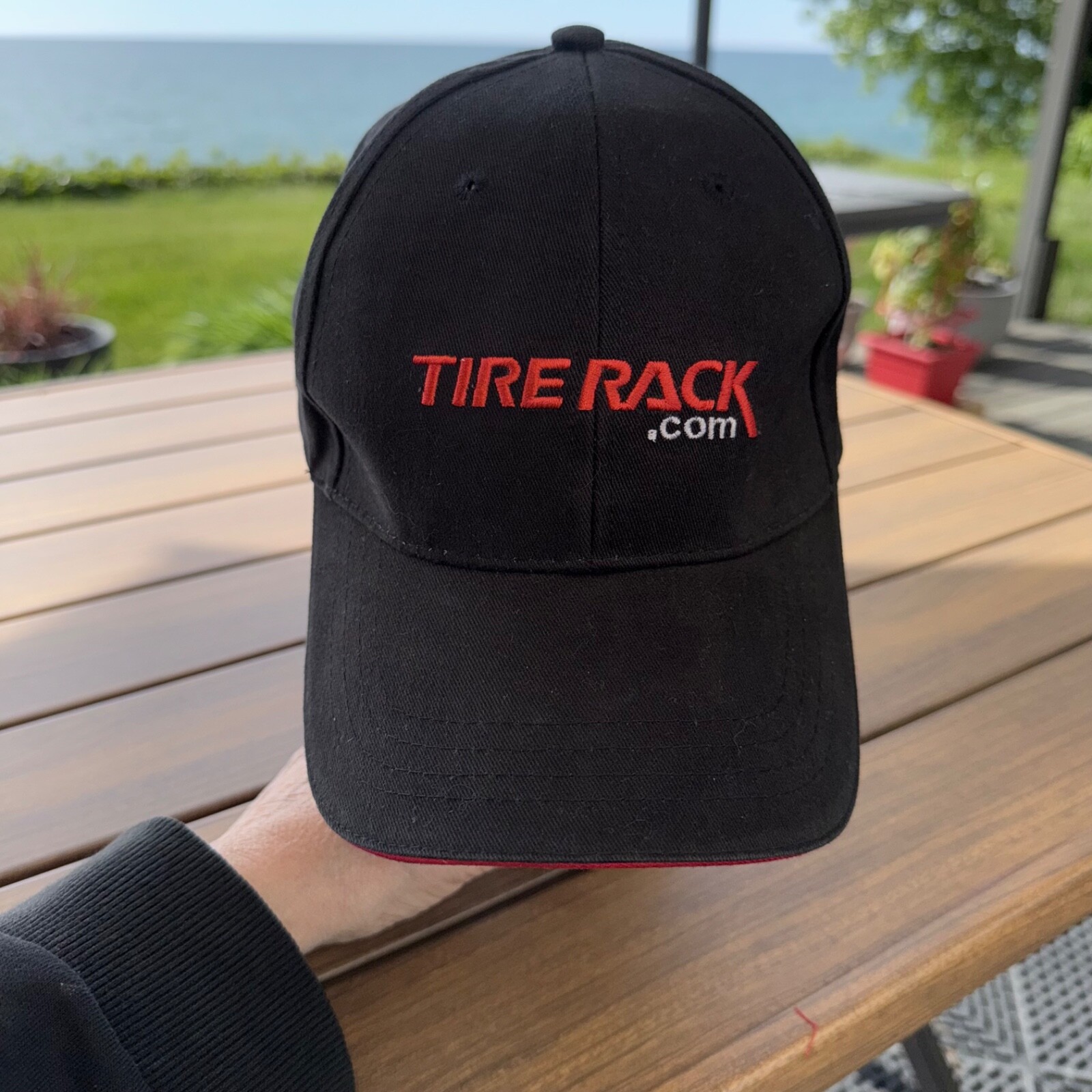Tire Rack.com in Red on Black Hat Cap Strap Buckle Cotton