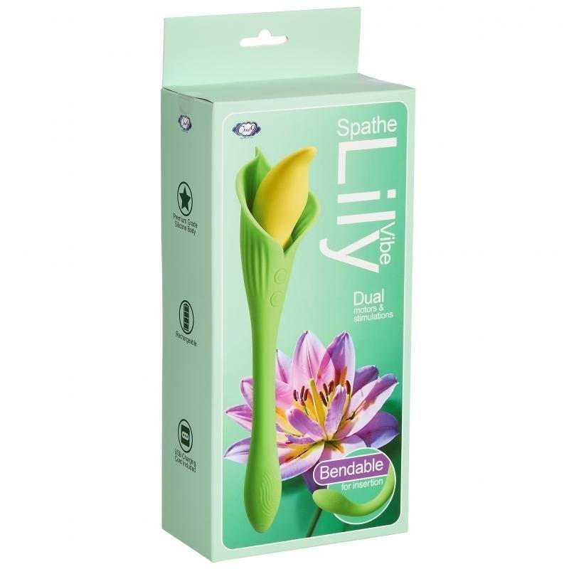 Cloud 9 Spathe Lily Dual Motor Vibrator Bendable Green Rechargeable
