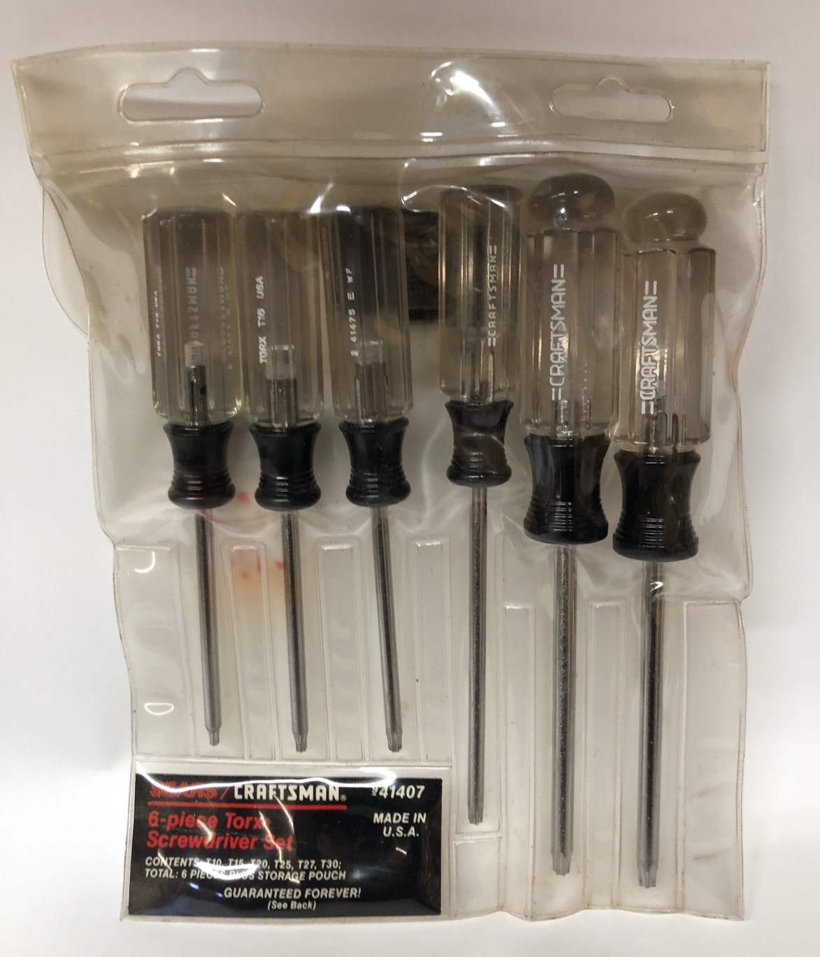 Sears Craftsman USA Nos 6pc Torx Screwdriver Set Large T30 To T10 41407 USA