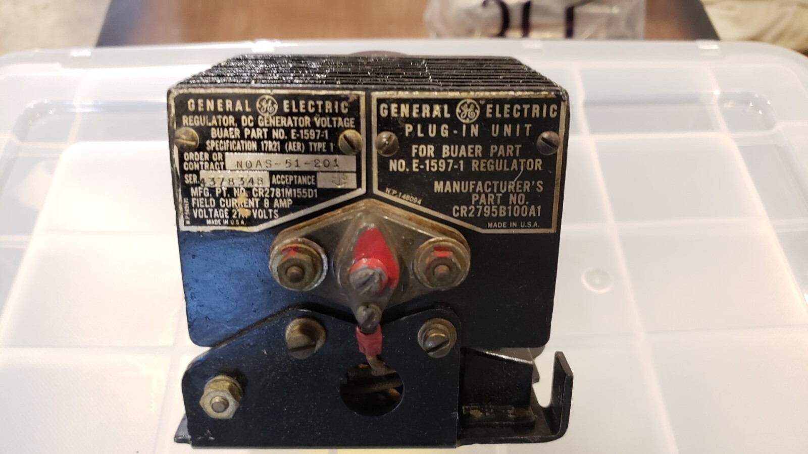 GENERAL ELECTRIC VOLTAGE REGULATOR E-1597-1 6110-00-701-5953 J57 ENGINE