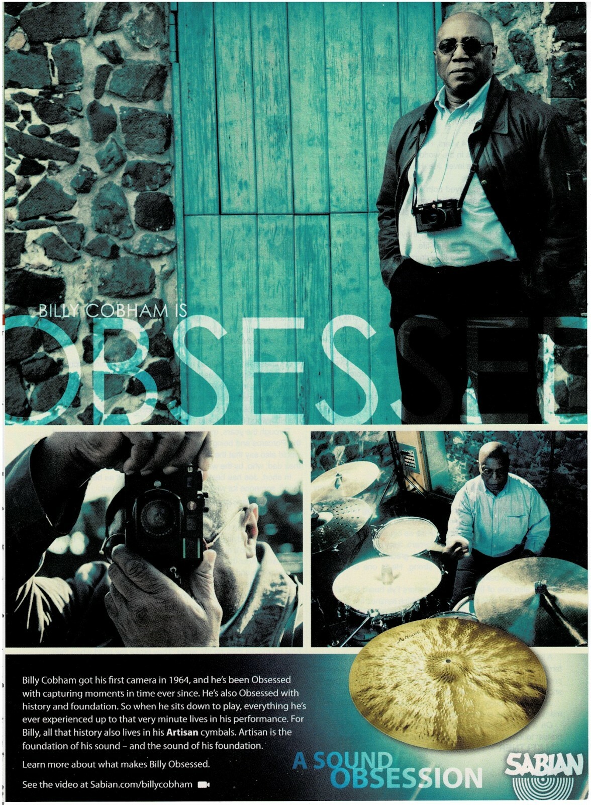 SABIAN CYMBALS - BILLY COBHAM -  Print Advertisement