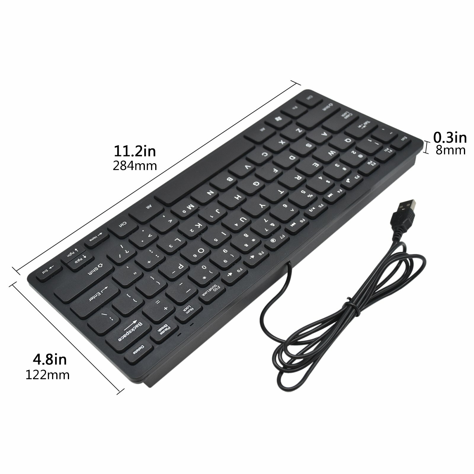 Ultra-Thin Wired USB 2.0 Keyboard Universal Portable 78 Keys Mini Keyboard