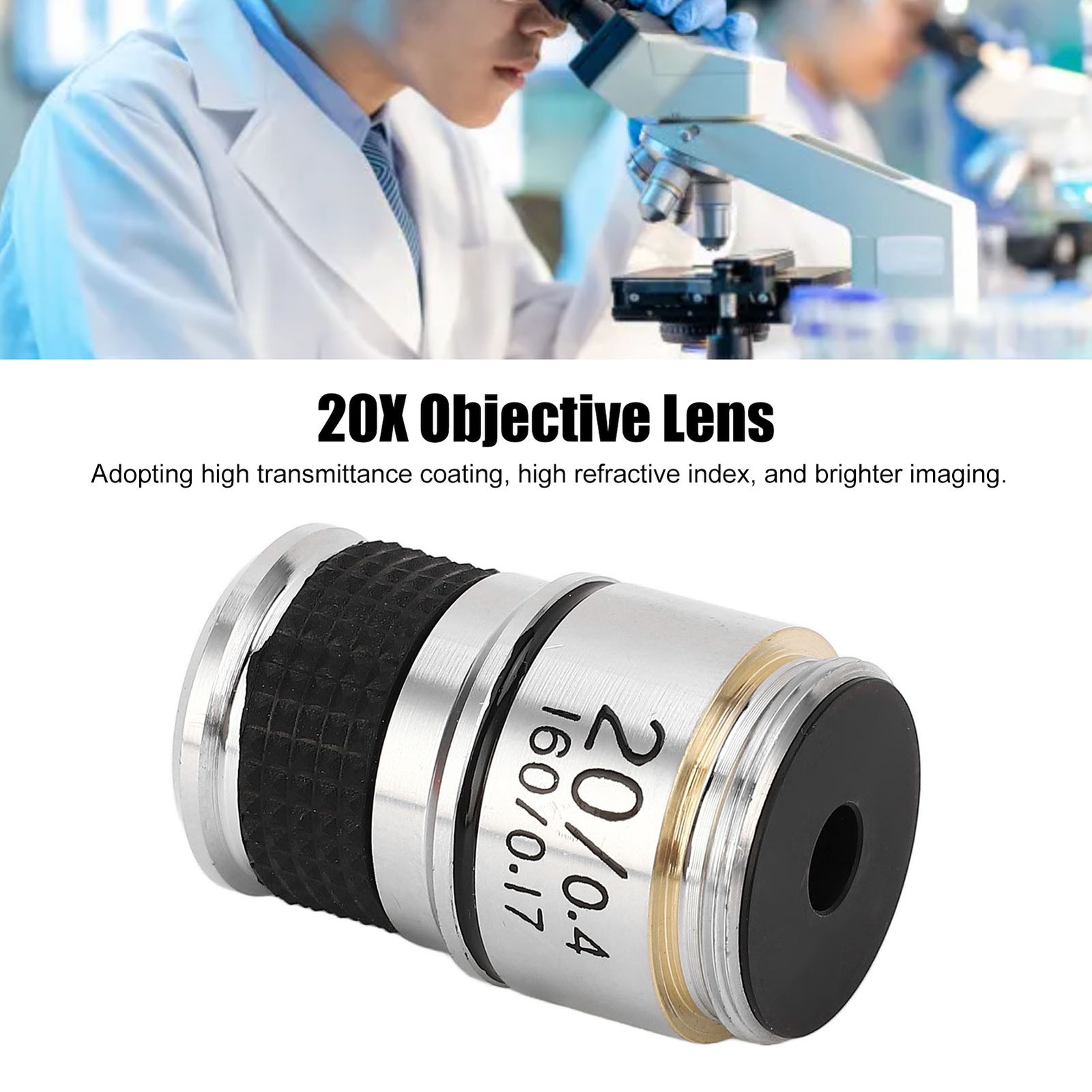 Microscope Objective Lens 20X RMS Interface Microscope Objective Lens Accessory