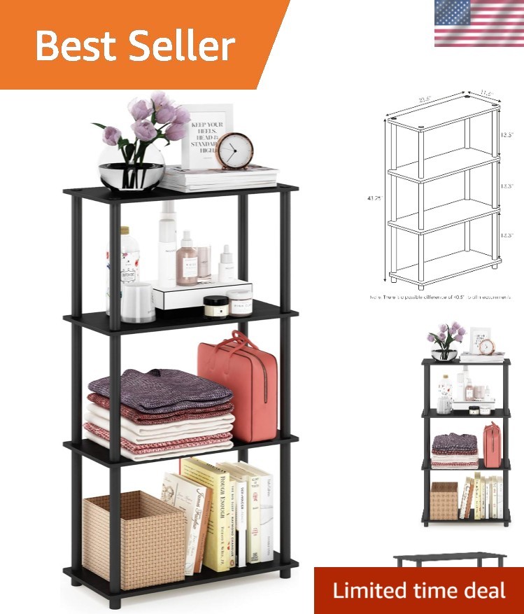 Turn-N-Tube 4-Tier Space-Saving Shelf Rack in Americano/Black - Stylish Storage