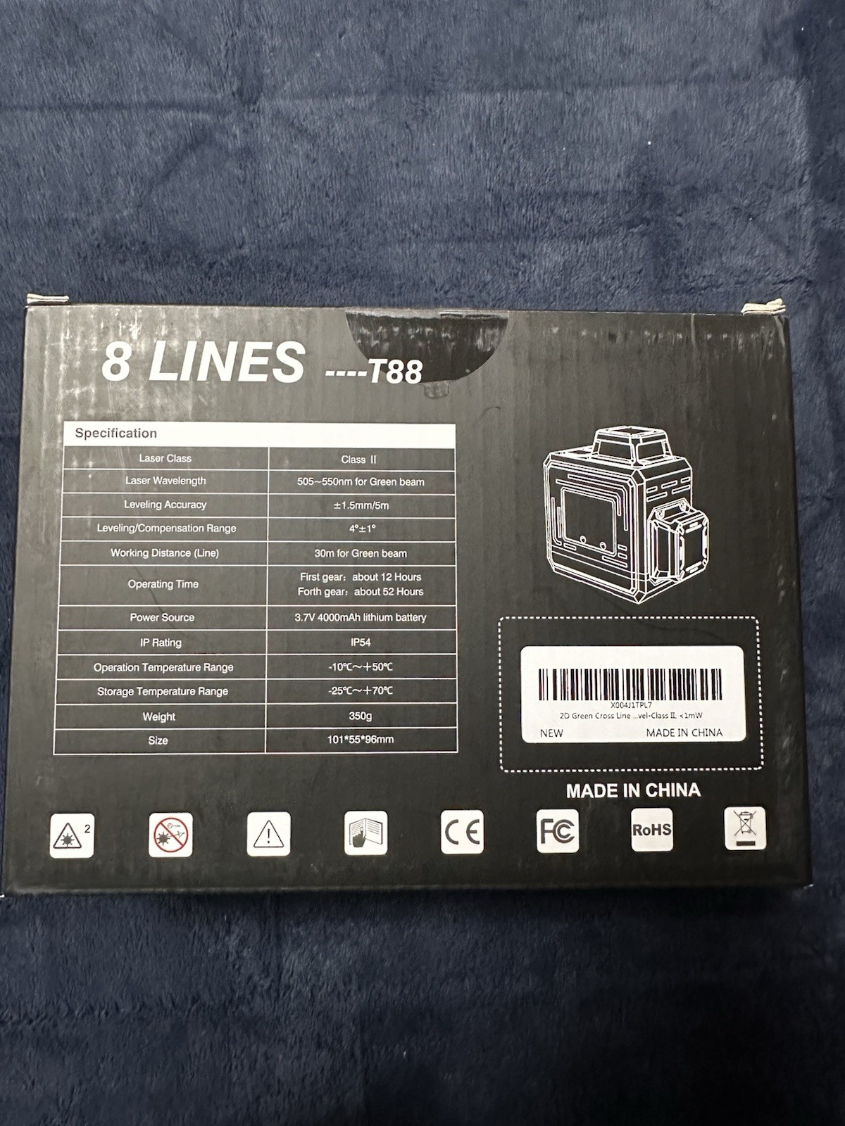 2D Green Cross Line Laser for Construction and Picture Hanging-2x360° NEW-SEALED