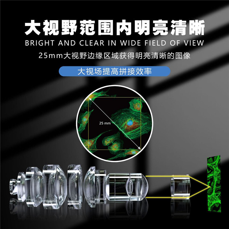 Flat Field Semi-achromatic Infinite Objective Lens f Biologic Microscope 4X-100X
