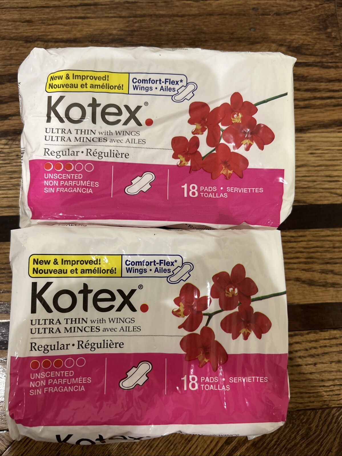 2 New Vintage 2004 Kotex Ultra-Thin w/Wings regular unscented pads 18 Count Each