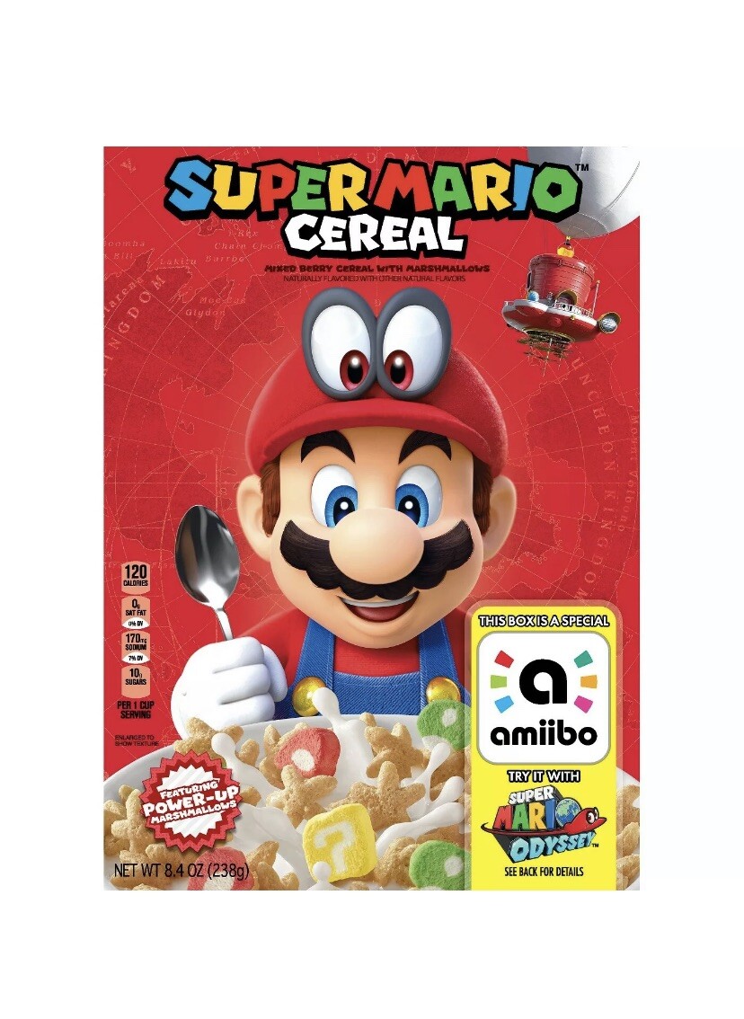 Kellogg’s Super Mario Cereal Amiibo Collectible Box, Sealed