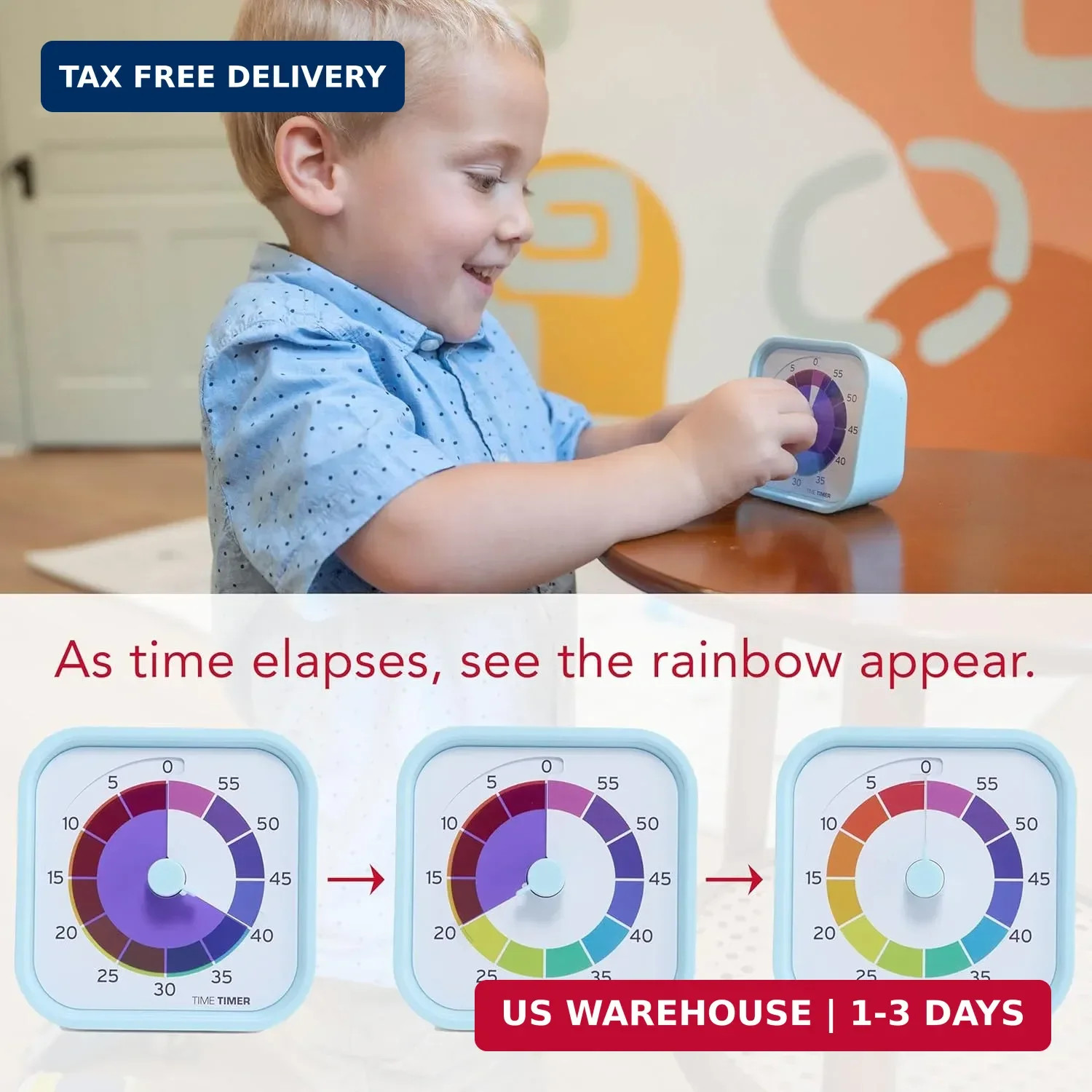 Time Timer MOD - Home Edition - Rainbow Wheel - Individual Sized 60 Minute Visua