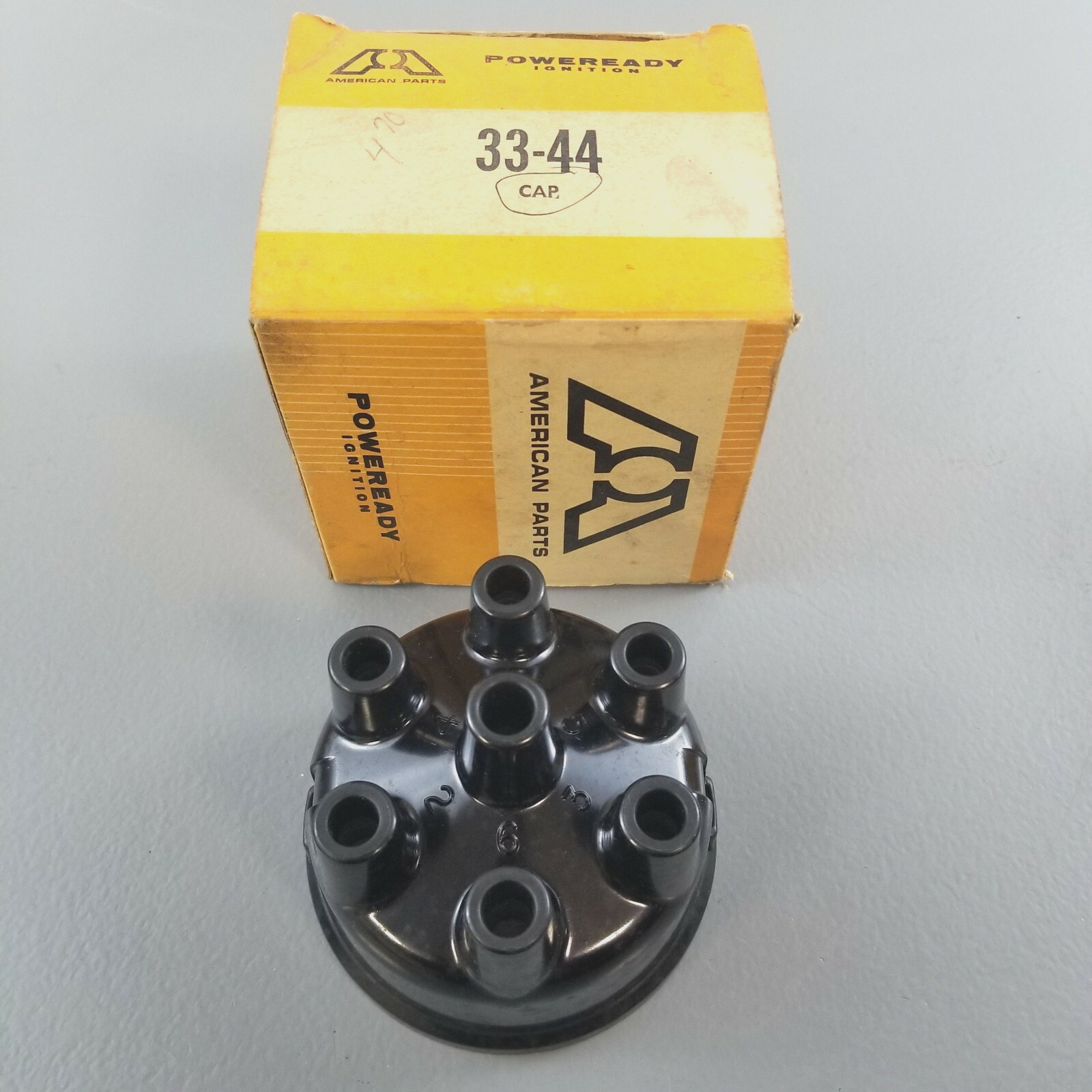 New NOS DISTRIBUTOR CAP 6 CYLINDER BIG A 33-44 BLACK IGNITION