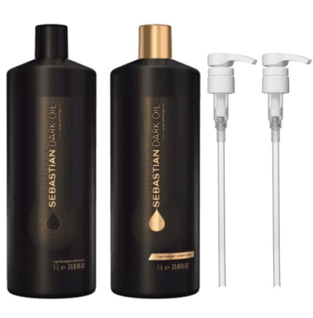 Sebastian Dark Oil Shampoo and Conditioner Liter Duo 33.8oz with two Pumps