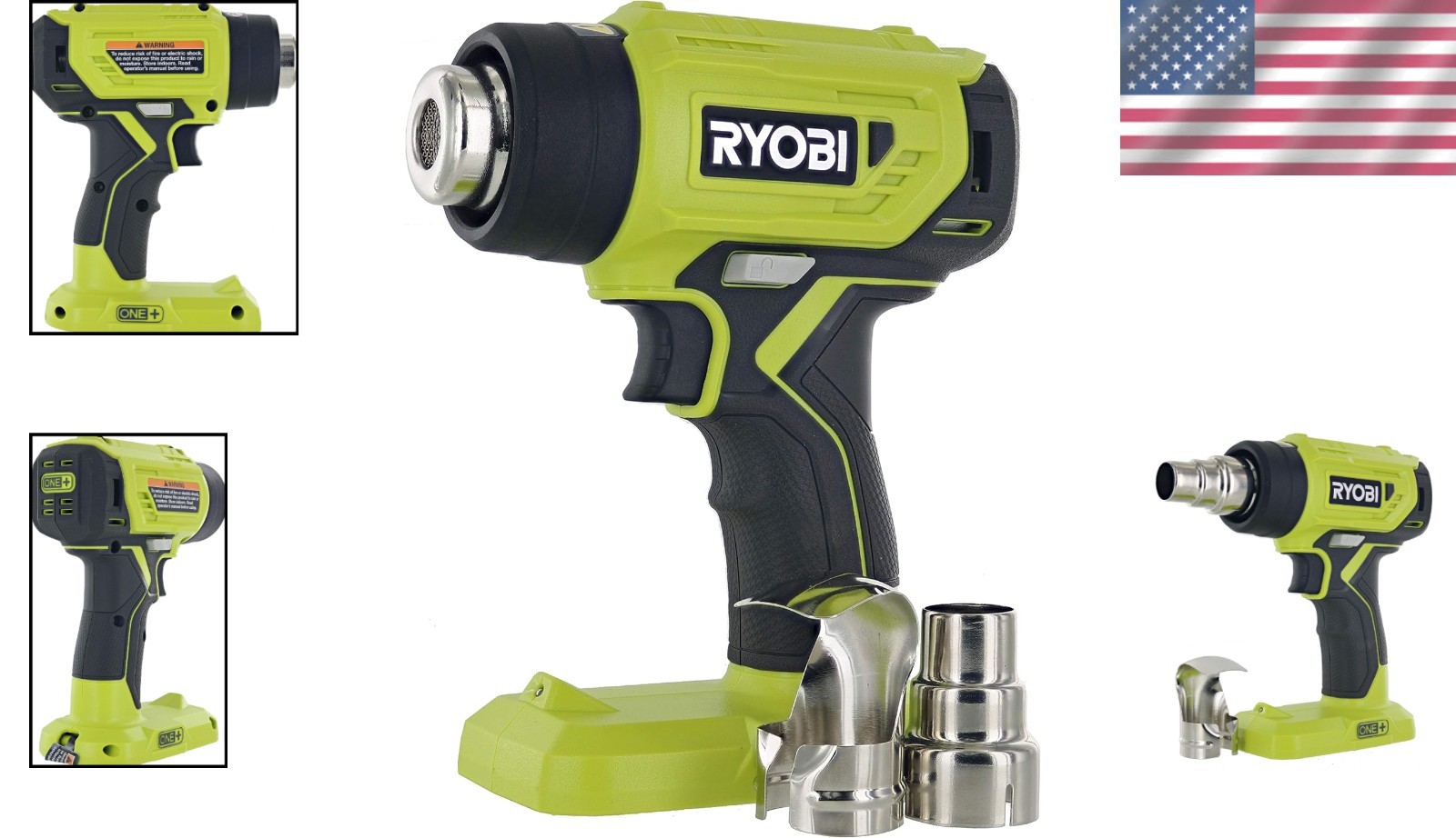 Portable 18-Volt Heat Gun - 10 Seconds Heat-Up with LED Light and Nozzles