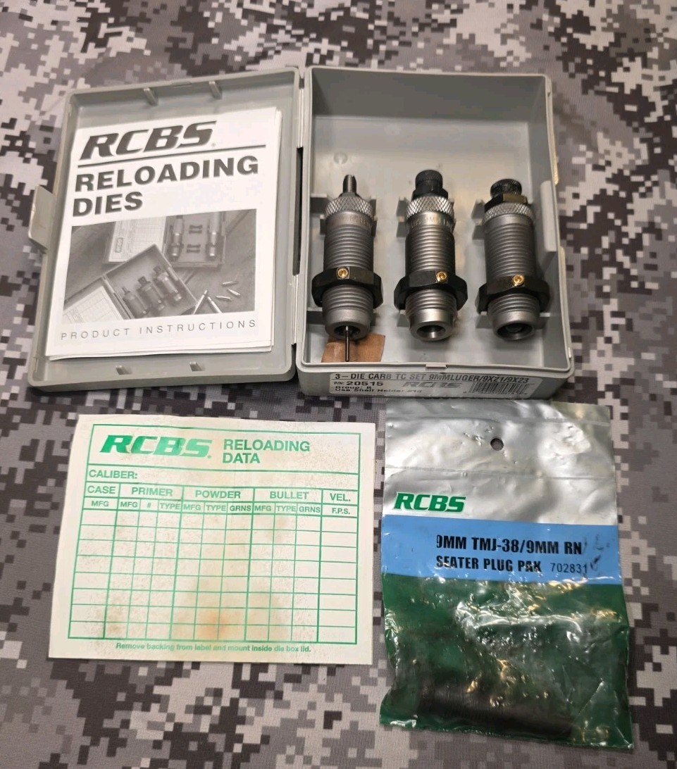 RCBS 9MM LUGER 9X21 CARBIDE RELOADING DIE SET RELOADING DIES DIE AND PARTS