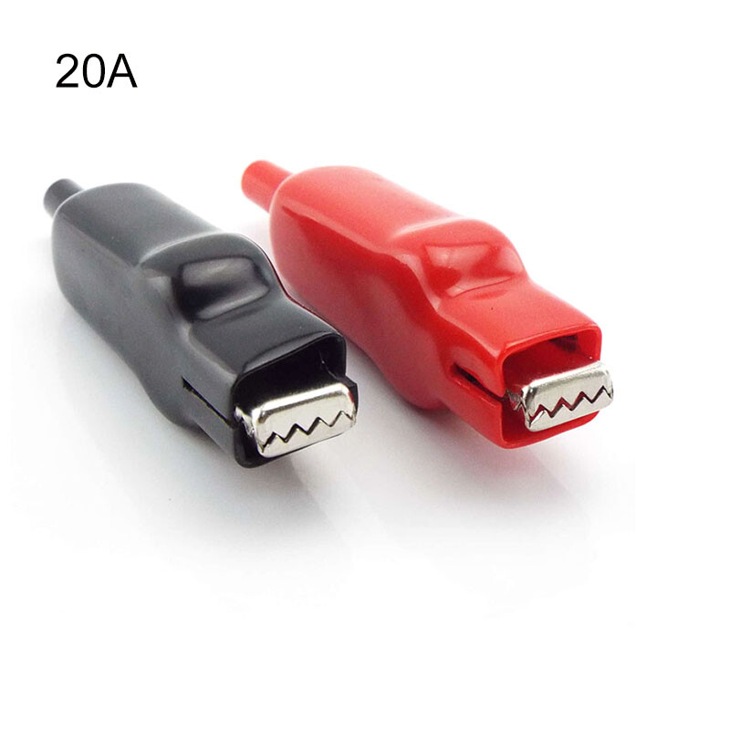 2x Insulated Sheathed Alligator Clips 20A Electric Circuit Test Crocodile Clamps
