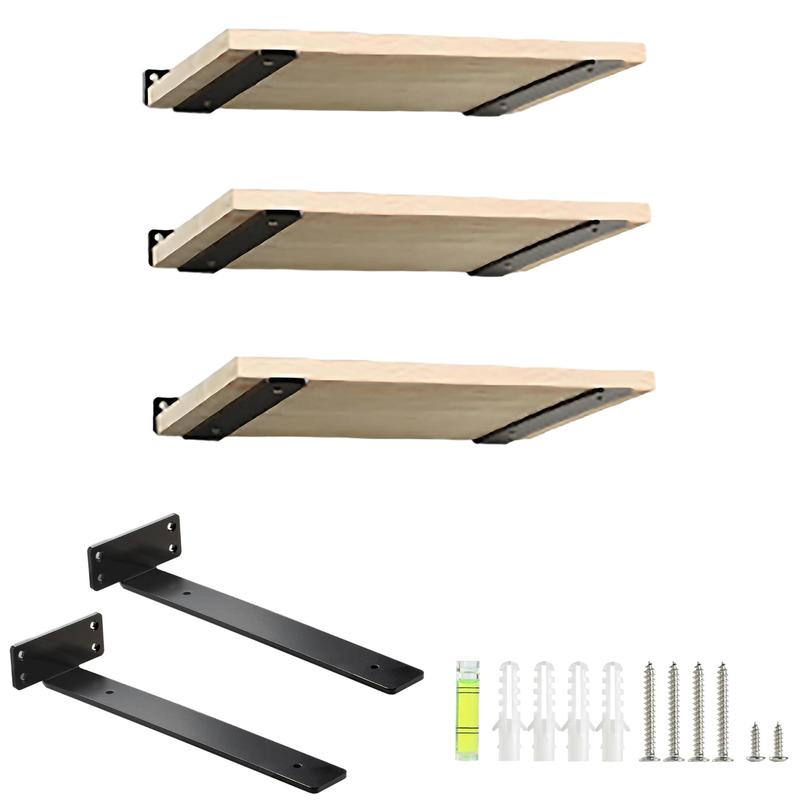 2 Pack 12 Inch Heavy Duty Floating Shelf Brackets Black L Bracket 12x1.6