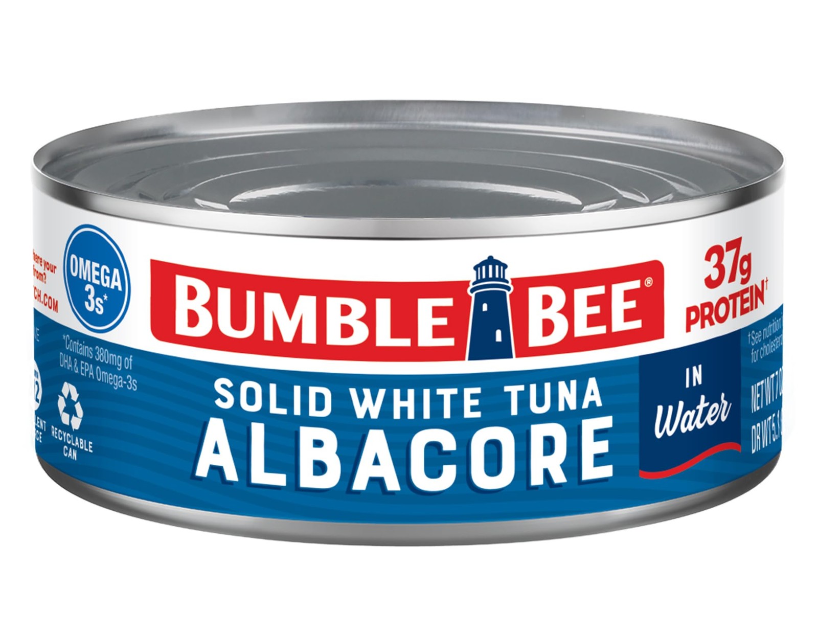 Wild Caught Albacore Tuna in Water, 7 oz Can - 37g Protein, Omega-3s, Gluten