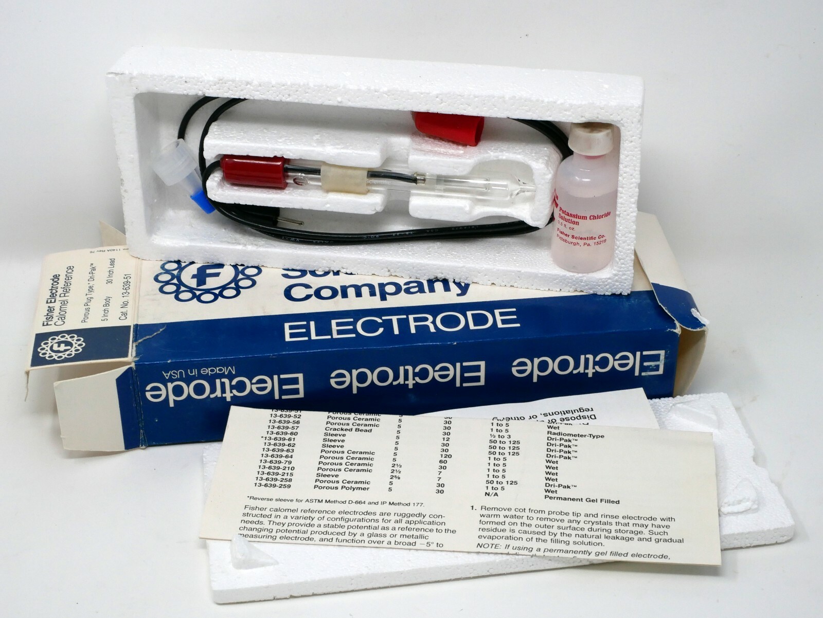 FISHER 13-639-51 ELECTRODE 5" body, 30" lead Porous Plug Type, Dri-Pack NIB