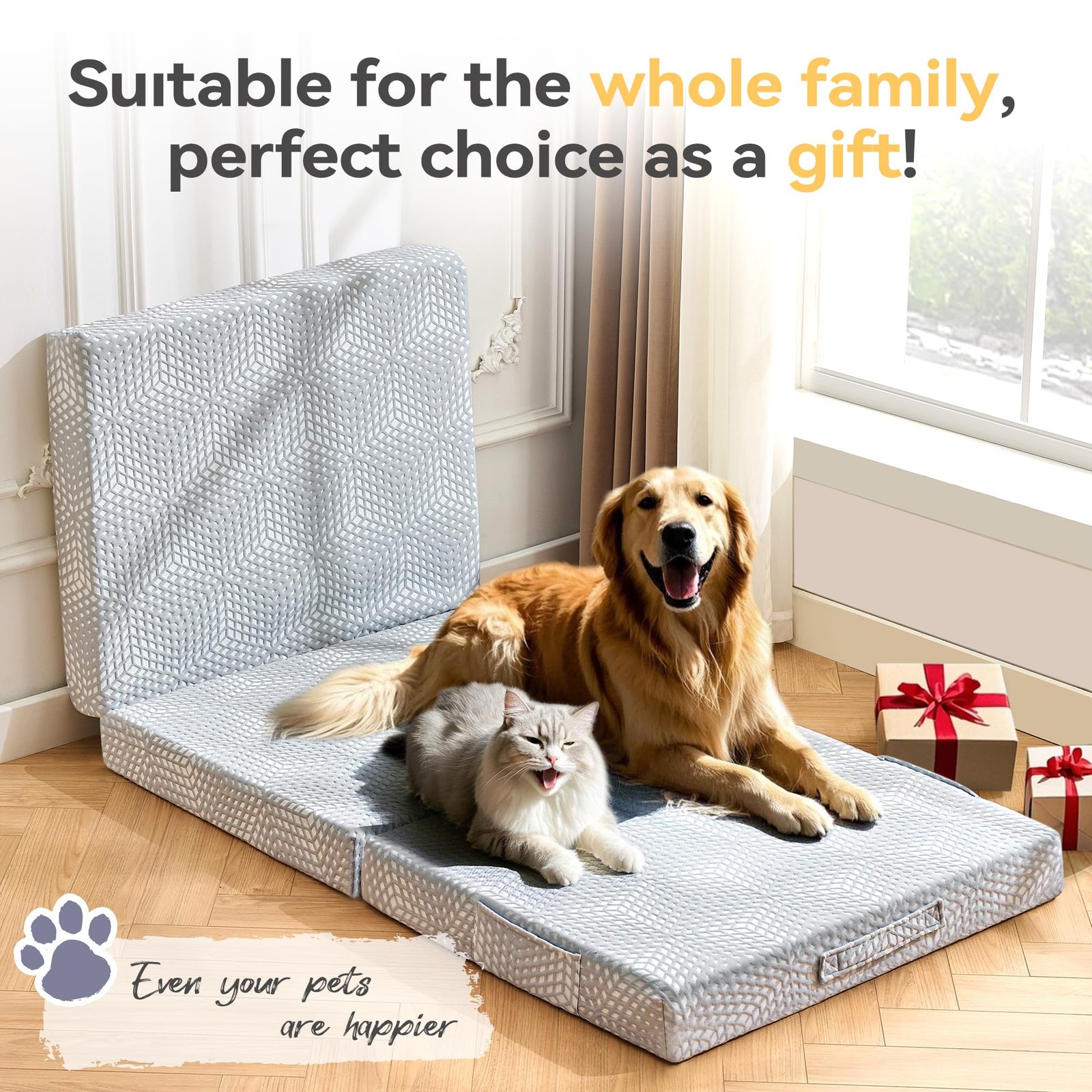 Memory Foam Folding Topper 3.8 Inch Single Size with Protable Storage Bag, Tr...