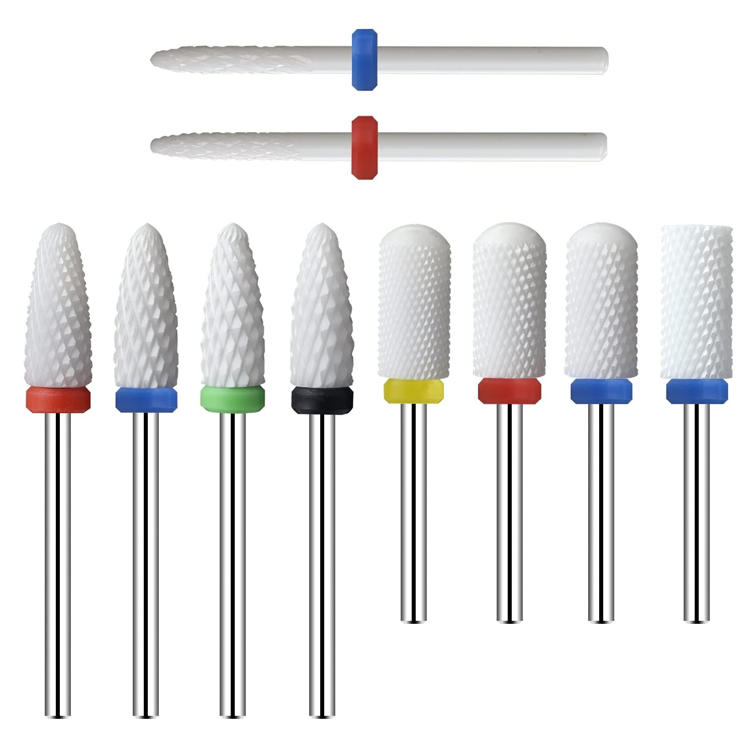 Ceramic Nail Drill Bits 10Pcs- 3/32 10 Count (Pack of 1), Assorted