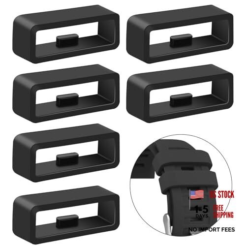 6-Pack Band keepers Compatible with Garmin Instinct/Instinct 2 Solar Black