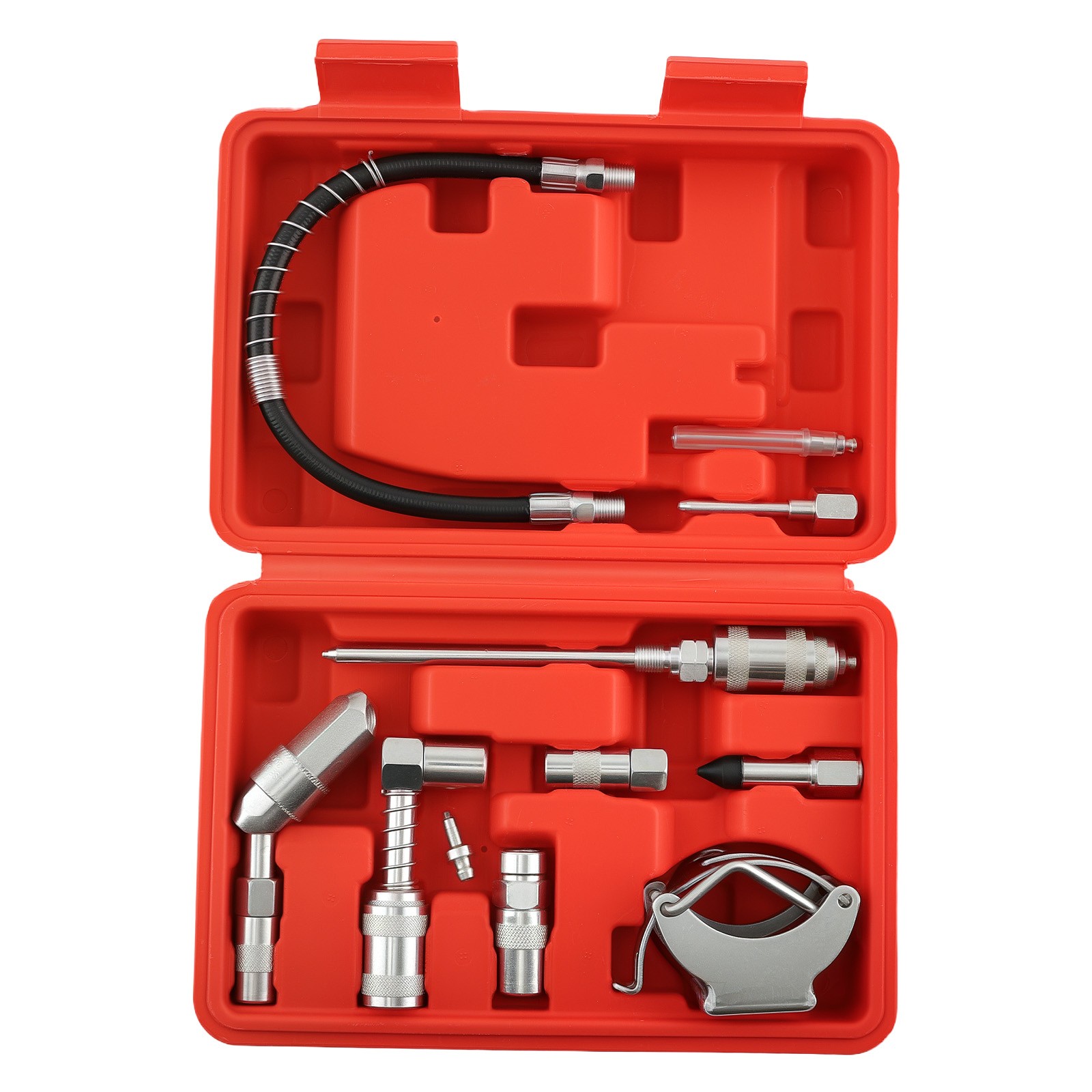 Complete Grease Gun Accessory Set 3000PSI with Spring Hose and Multiple Adapters