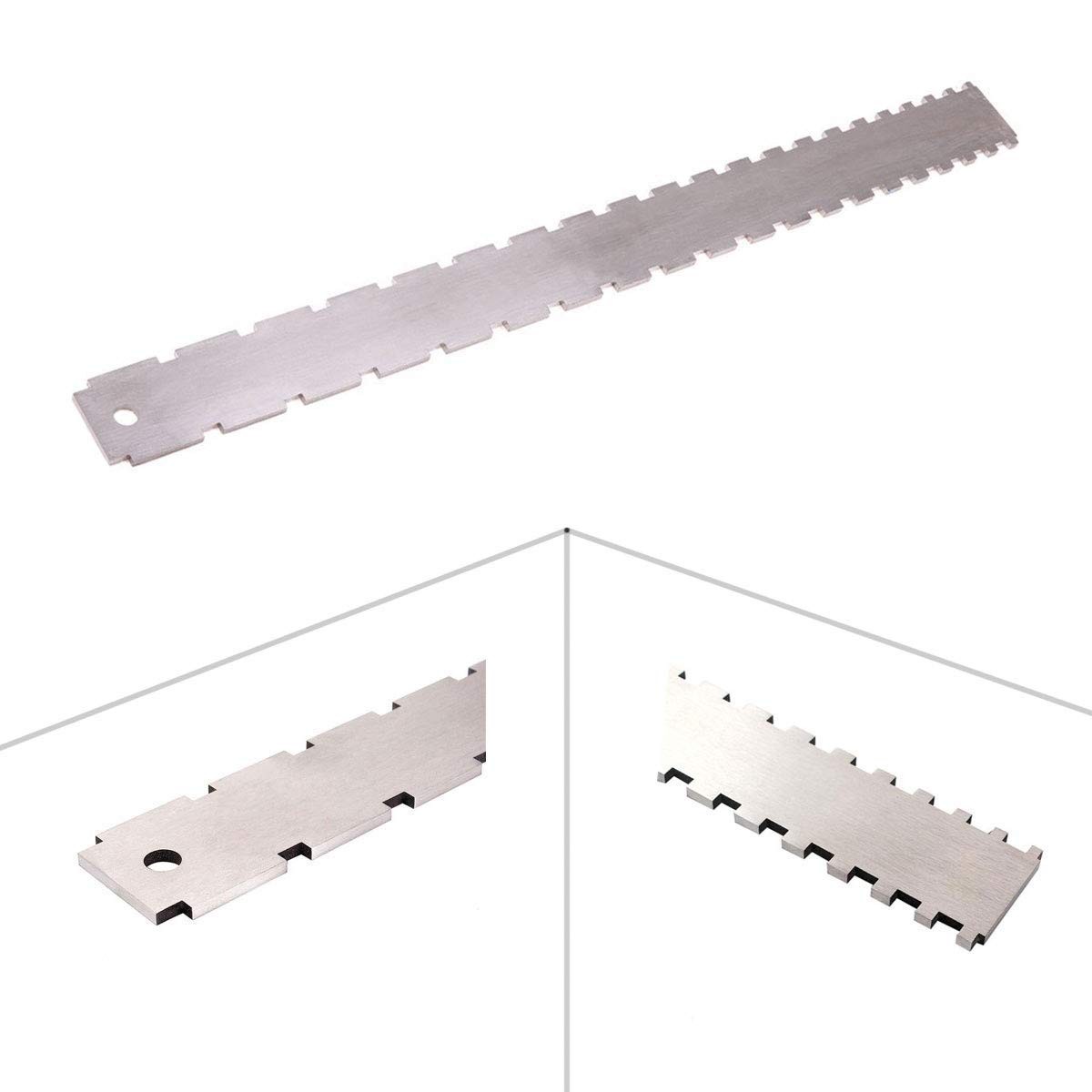 Guitar Neck Notched Straight Edge Luthiers Tool with String 2Pcs, Silver