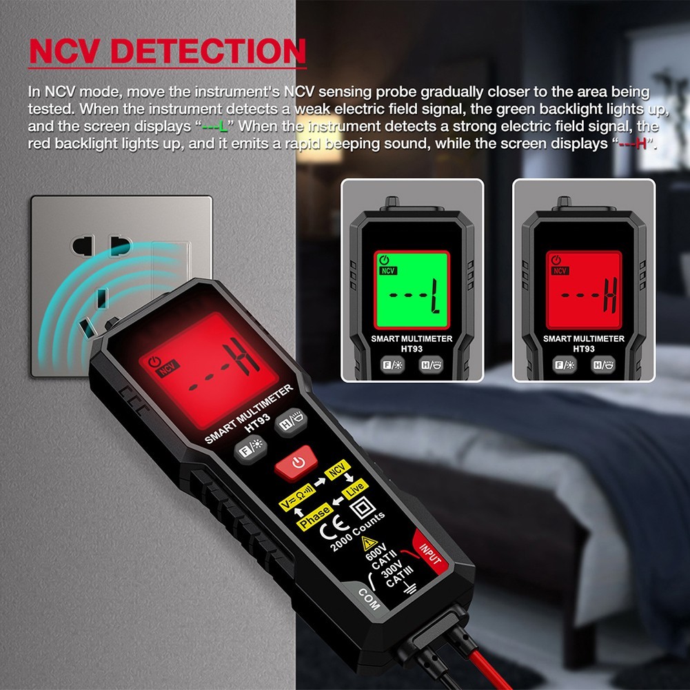 HT93 Multi-function Digital Multimeter Handheld NCV Detection Smart Multimeter