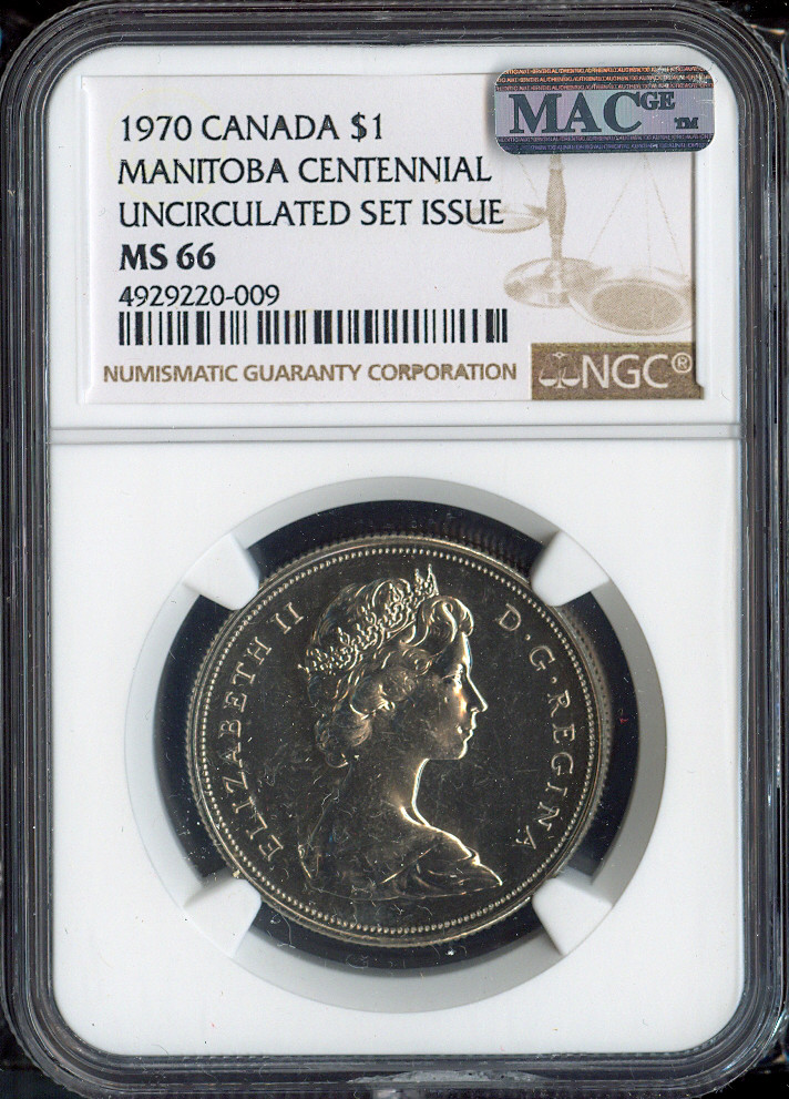 1970 Canada Dollar Manitoba Centennial $1 NGC MS66 - Quality