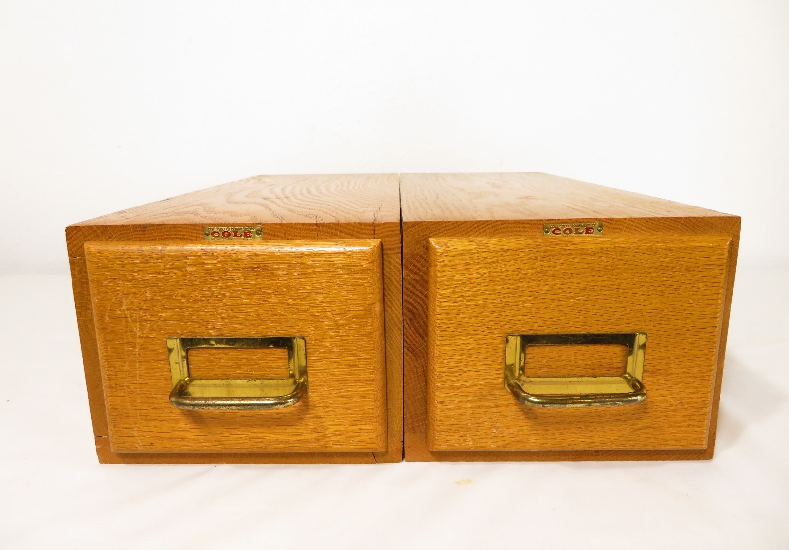 Vintage OAK WOOD 2 DRAWER CARD CATALOG Recipe INDEX FILE CABINET Library COLE
