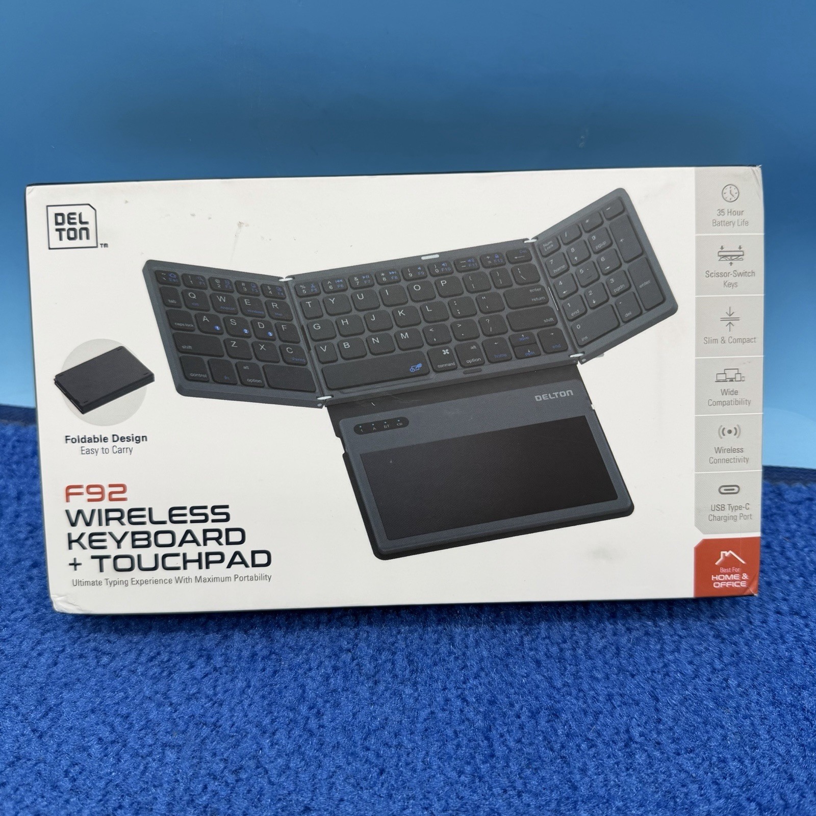 Delton F92 Foldable Portable Wireless Keyboard with Touchpad - Black