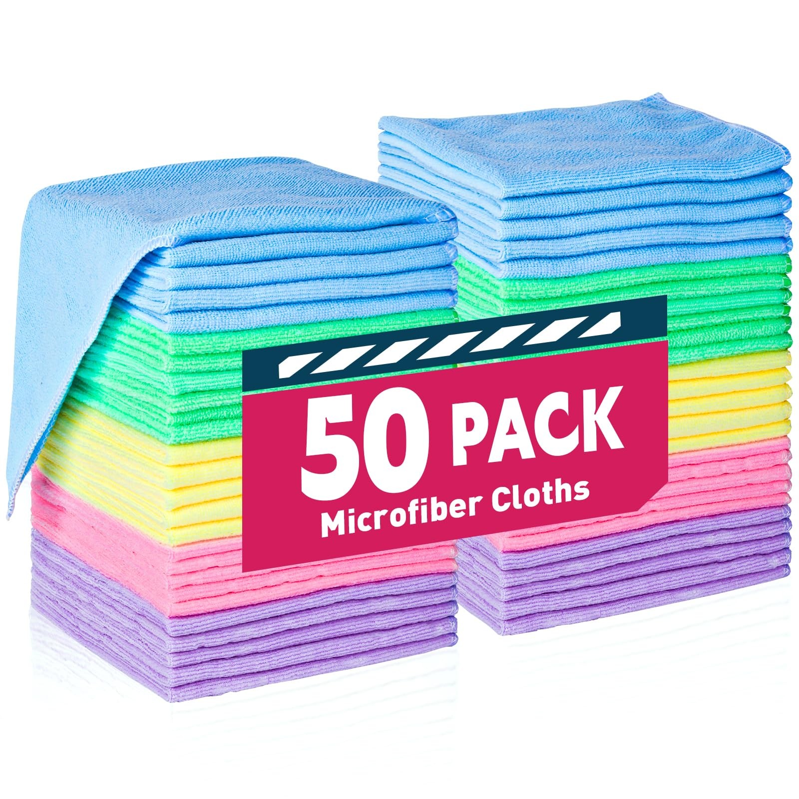 Microfiber Cleaning Cloth Set of 50 Towel Rag Car Polishing Detailing No-Scratch
