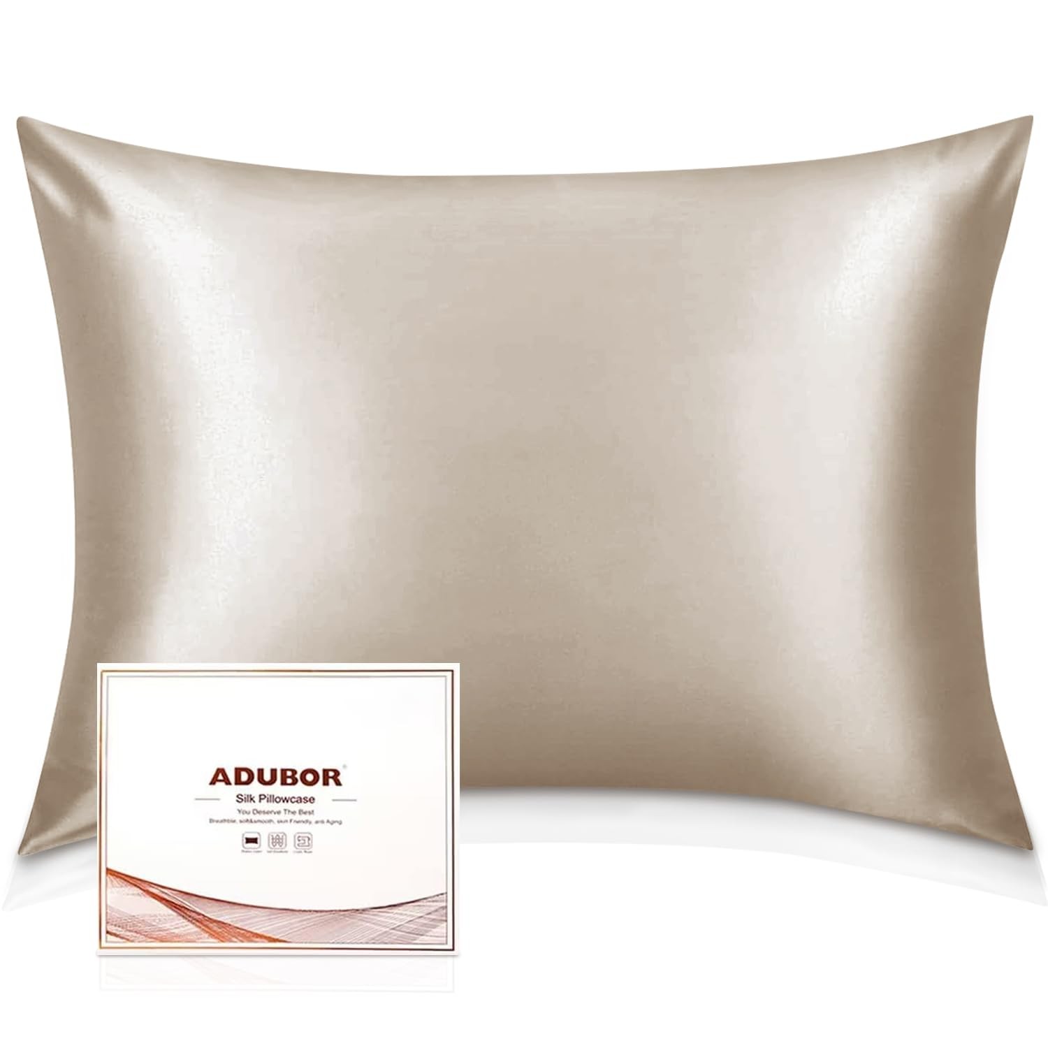 Adubor Silk Pillowcase for Hair and Skin 23 Momme Mulberry Silk Pillow Covers