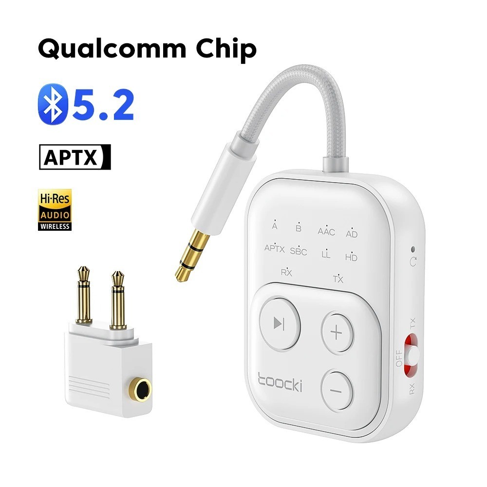 Toocki Bluetooth 5.4 Audio Reciever Transmitter RT/TX 2 In 1 Adapter for TV