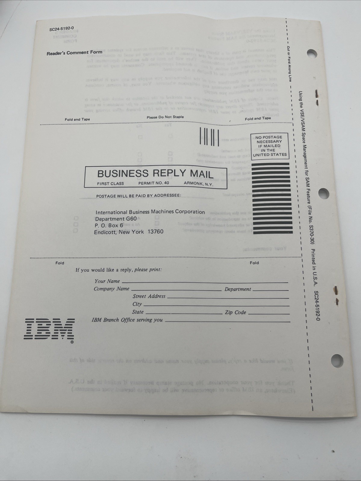 4 Vintage IBM System (4331 Processor, VSE/VSAM, & Disk Operating System) Manuals