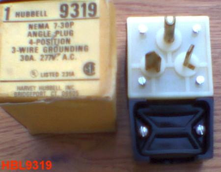 NEW Hubbell ANGLE PLUG HBL9319 30 Amp 277 V 9319 7-30P
