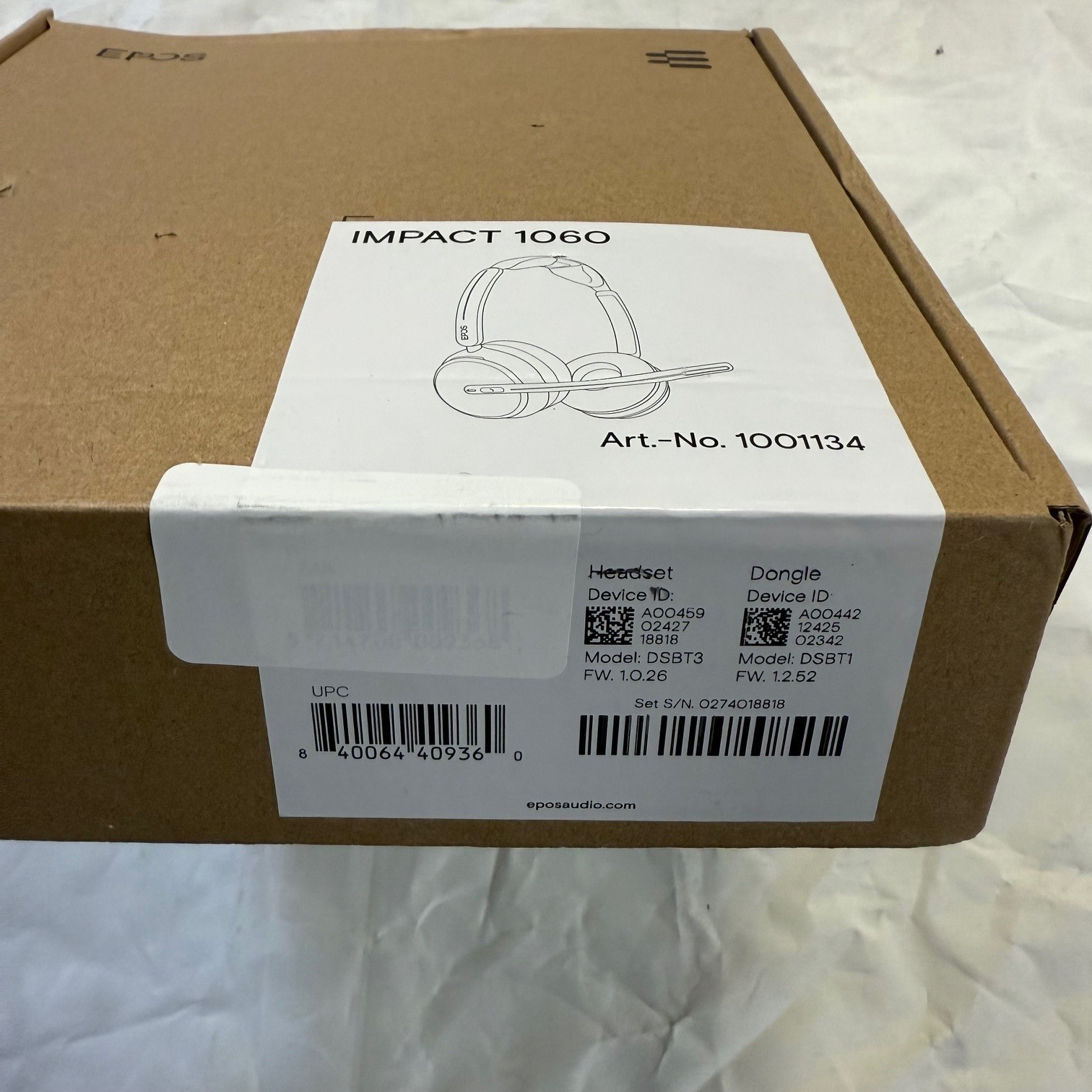 EPOS IMPACT 1060 Headset - USB Type C - Wired/Wireless - Bluetooth / Dongle