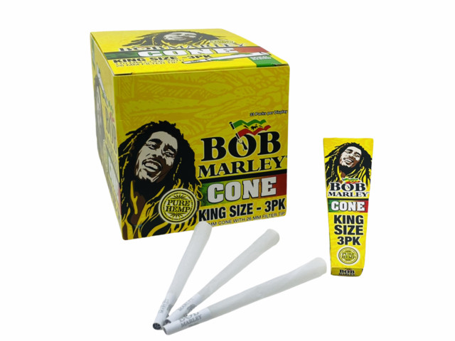 Bob Marley King Size 110mm Cone with 26mm Tips 3CT Display Box of 33 Packs