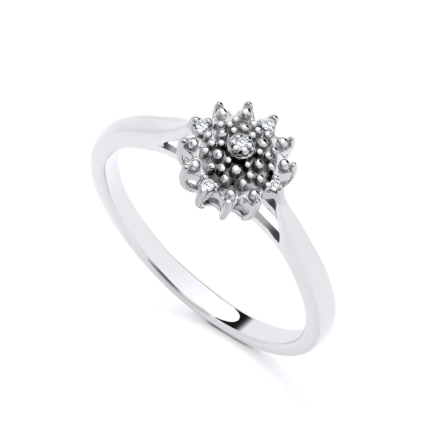 Sterling Silver 925 Real Diamond Cluster Ring size J to V
