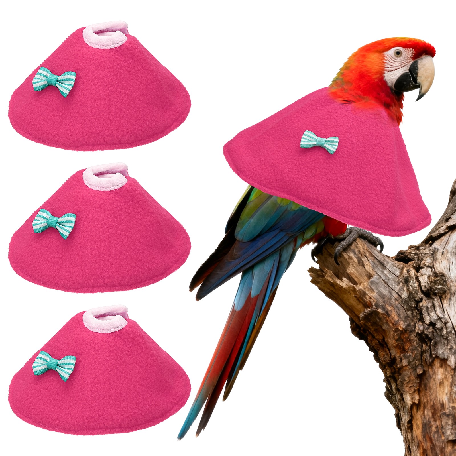Bird Collars Bird Cone Collar Protective Cones (Pink, M, 3 Pcs)