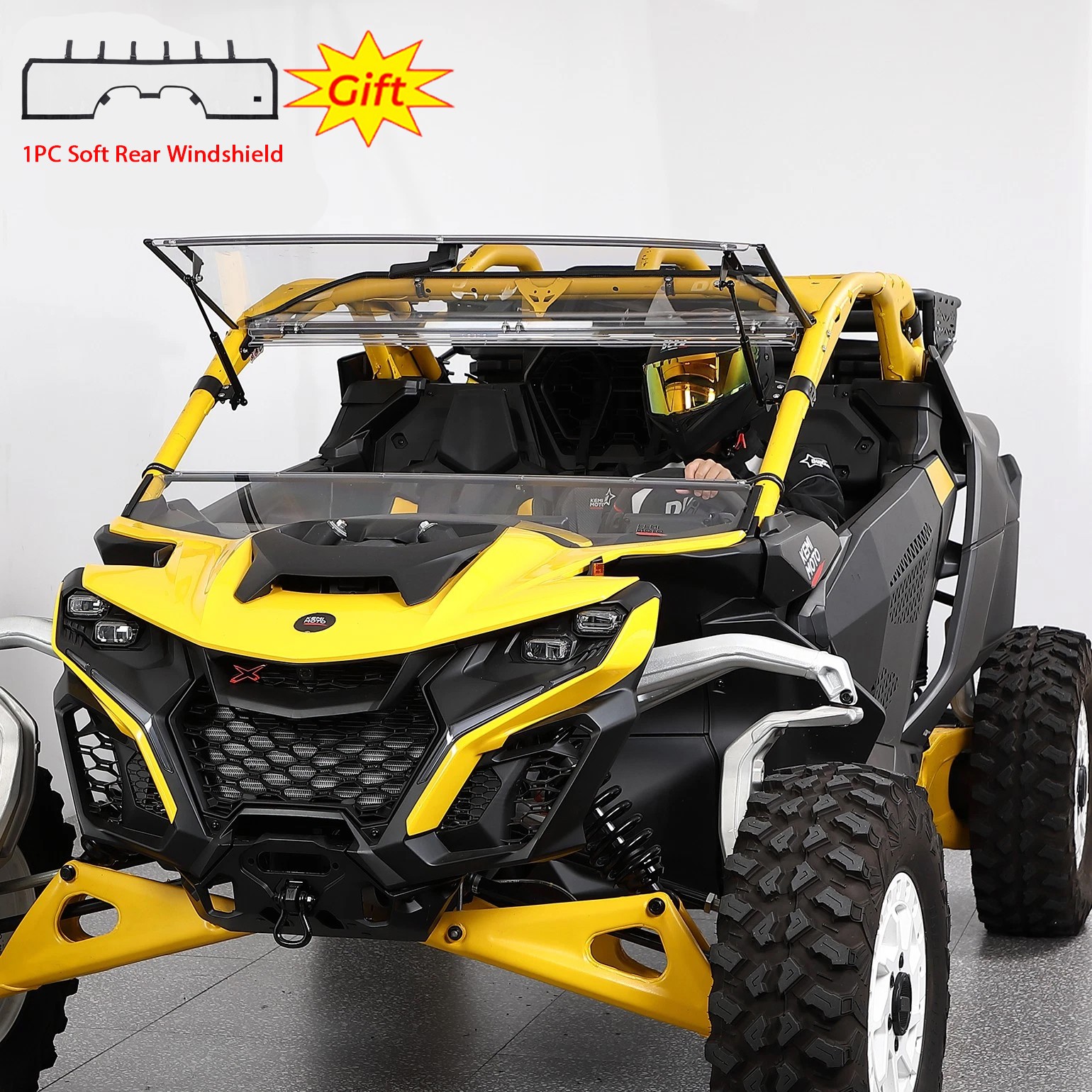 UTV Front Flip Windshield Scratch Resistant for Can Am Maverick R/Max 2024-2026