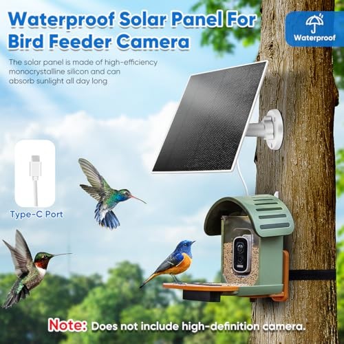 3W Solar Panel for Bird Feeder, Continuously 3W Power with Battery Supply for