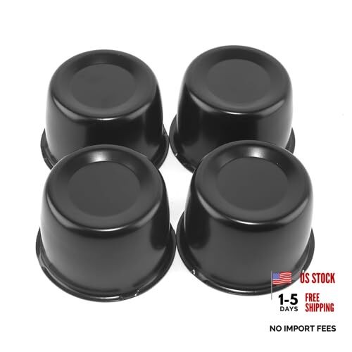 Stainless Steel Push Through Center Caps 3.31" Center Hole, 2.34" Height Black