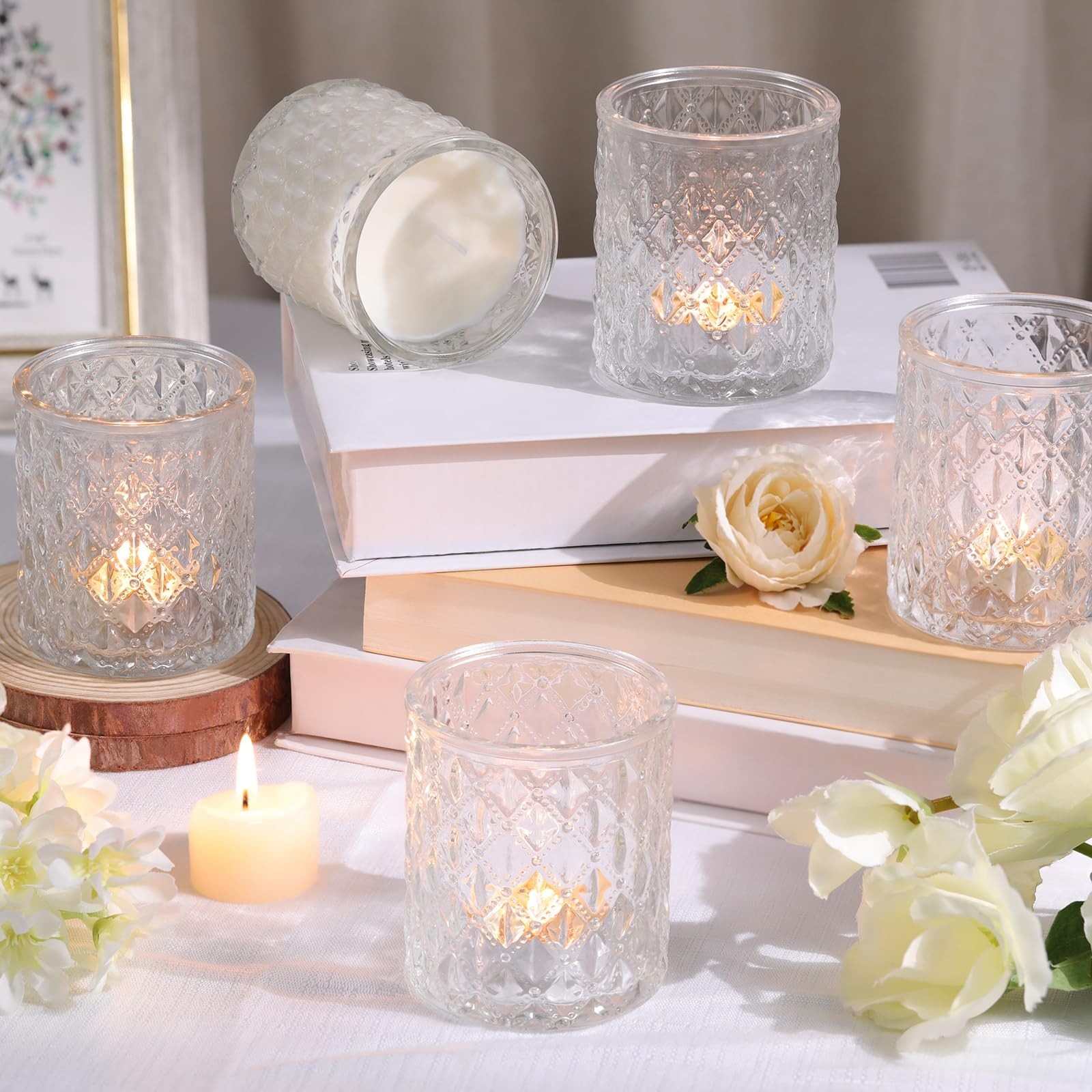 12Pcs Large Votive Candle Holders 2.8 * 3.2in Clear Tea Light Candle Holders ...