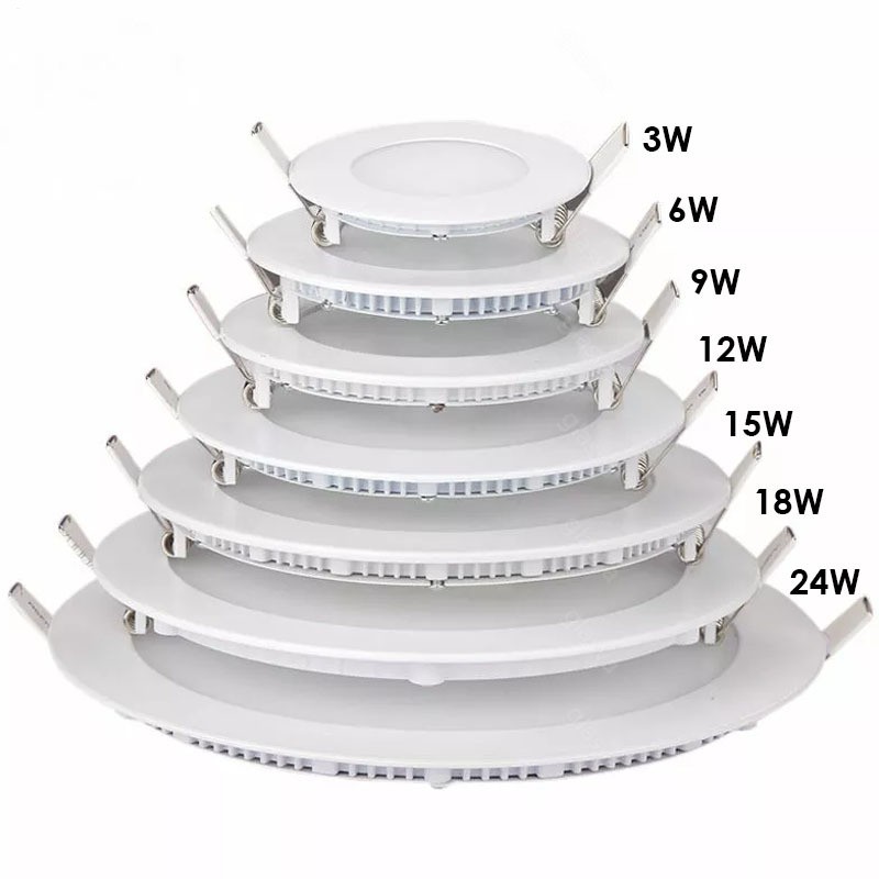 LED Recessed Panel Light 3/6/9/12/18/24W Ceiling Down Lights Lamp Round Square