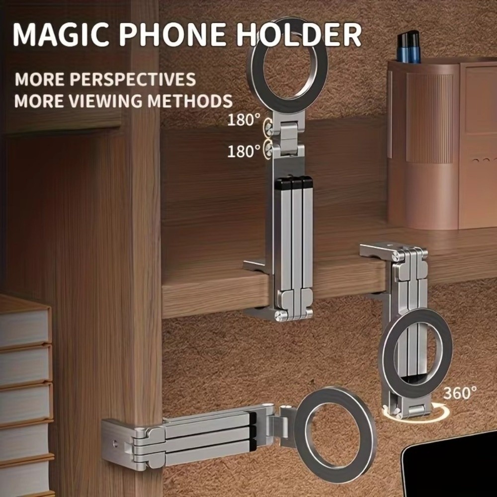 Foldable Portable Phone Stand 360° Rotation Dual-sided Magnet Tripod  for Home