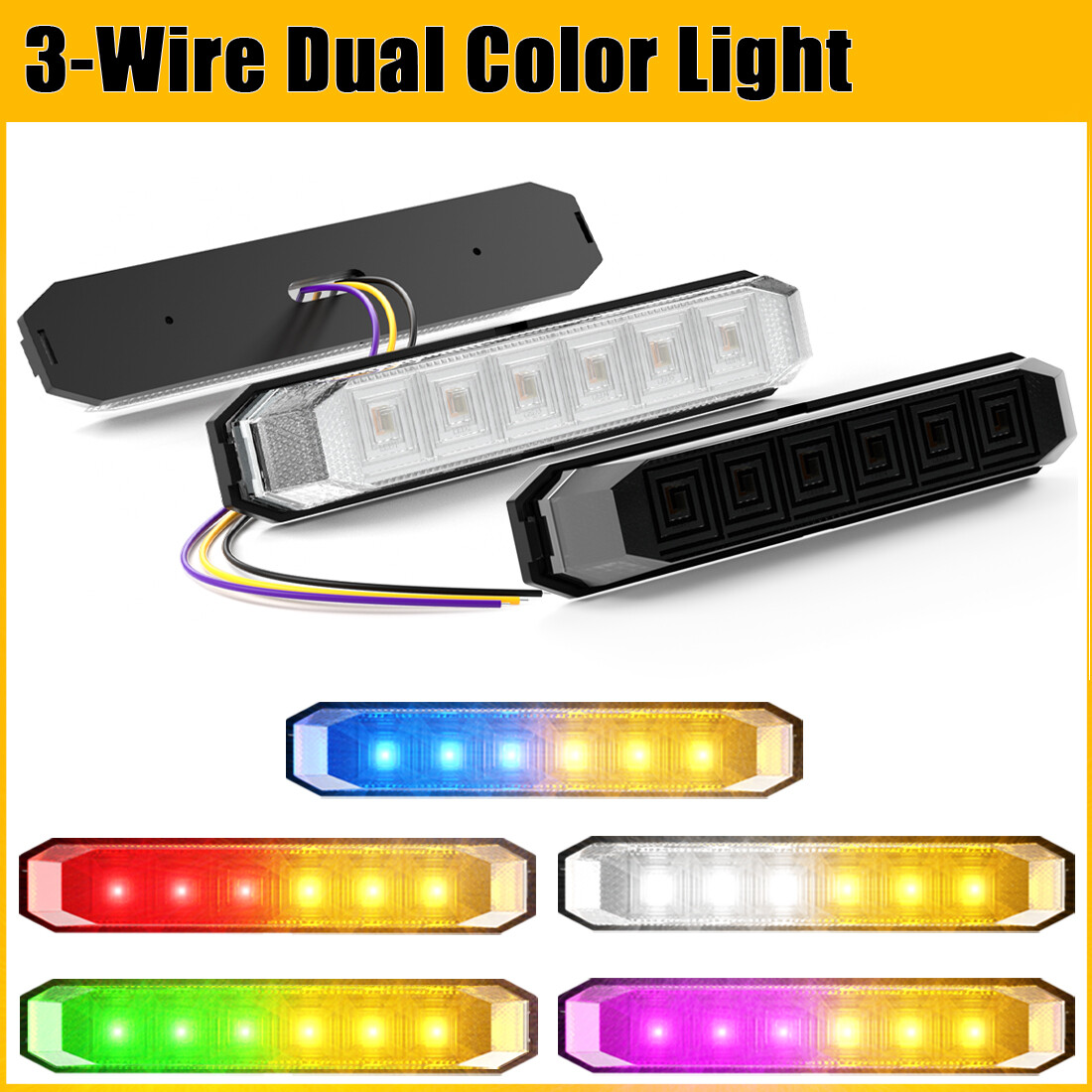 High Brightness 4.7'' Dual Color Trailer Marker LED Lights Strip Dual Function